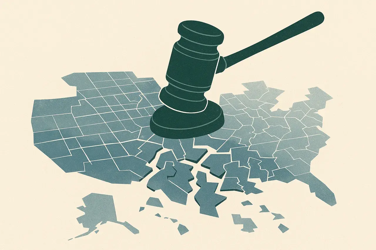 Editorial illustration for Redistricting and the Rule of Law: What Emergency Injunction Denials Mean for Electoral Compliance Globally