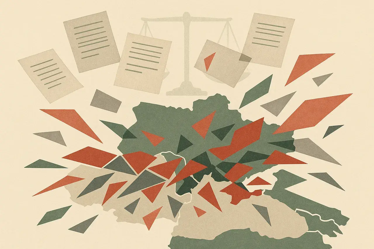 Editorial illustration for War Crimes Allegations and Contract Risk: What GCs Need to Know About the Russia-Ukraine Conflict and International Humanitarian Law